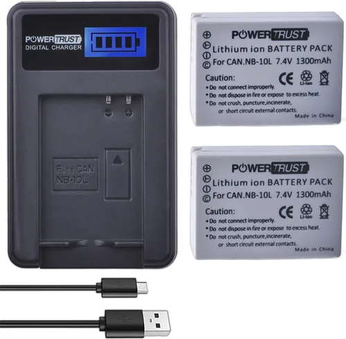 Miniatura 8 de Paquete de 2 baterías de cámara NB-10L y cargador USB LCD para Canon G1X G15 G16 SX40HS SX50HS SX60HS SX40 SX50 HS