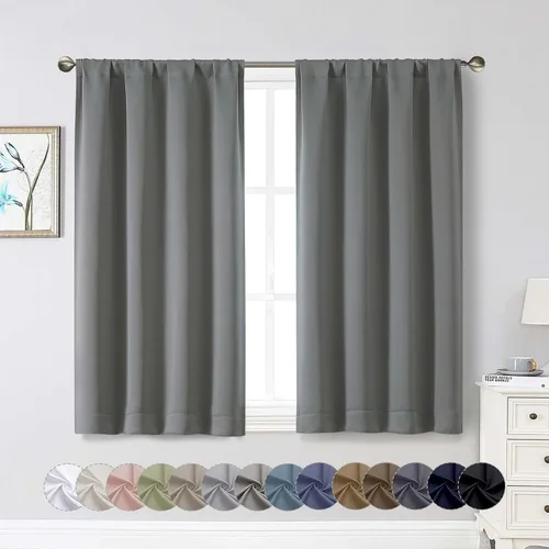 Miniatura 241 de Cortinas opacas para dormitorio, sala de estar, juego de 2 paneles de 54 pulgadas de largo, cortinas de oscurecimiento de habitación con aislamiento