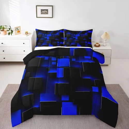 Miniatura 21 de Feelyou Juego de edredón de nido de abeja, edredón hexagonal rojo degradado para niños, niñas, adolescentes, juego de ropa de cama geométrico, Multi