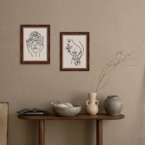 Miniatura 5 de ORIGACH 9 PCS 11.8x11.8 pulgadas Plantillas Abstractas Minimalistas Modernas de Mujeres, Patrón de Cara Femenina Floral Plantillas Grandes de PET