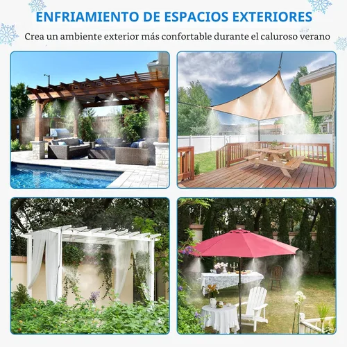 Miniatura 5 de HOMENOTE Sistema de Refrigeración por Nebulización, 26 PIES (8M) Línea de Nebulización + 7 Boquillas de Niebla de Latón + Adaptador de Latón (3/4")