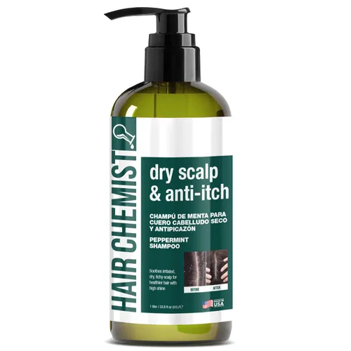 Hair Chemist Champú de menta para cuero cabelludo seco y alivio antipicazón, 33.8 onzas. Fórmula nutritiva que calma el cuero cabelludo irritado y