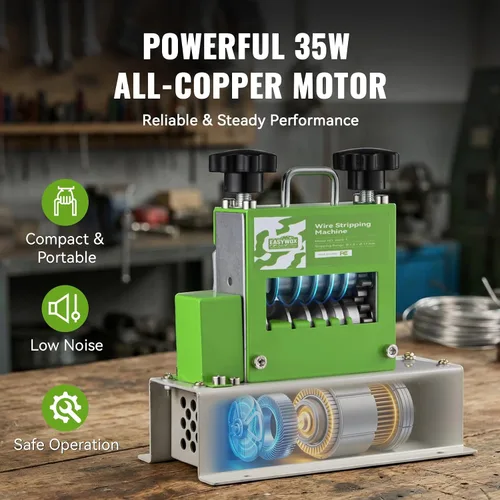 Miniatura 9 de Electric & Manual Wire Stripping Machine, 0.06"-0.67" Cable Stripper with 6 Channels 5 Blades, 35W All-Copper Motor Drill Powered Hand Crank Tool