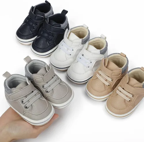 Miniatura 38 de COSANKIM Zapatos deportivos para bebé niño y niña, zapatos de tobillo altos, antideslizantes, suela suave, zapatos de cuna para niños pequeños