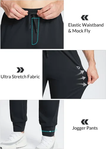 Miniatura 5 de BALEAF Pantalones deportivos de algodón de 27 pulgadas para hombre, pantalones deportivos para correr, ligeros, con bolsillos, longitud de 78