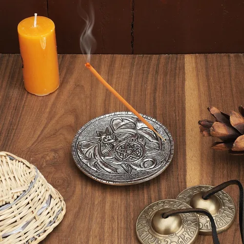 Miniatura 4 de Ajuny Soporte de incienso para quemador de varillas con colector de cenizas, 3 agujeros, de aluminio, redondo, para yoga, meditación, accesorios