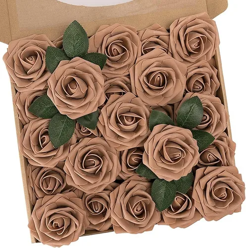 Miniatura 80 de N&T NIETING 25 unidades de flores artificiales, Rosas de espuma artificial de sensación real al tacto, decoración para boda, dama de honor, ramo