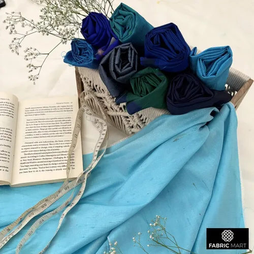 Miniatura 6 de Fabric Mart Direct Tela Dupioni de seda azul, turquesa por el patio, 1 yarda 41 pulgadas de ancho Slubbed Dupioni Silk Solid Color Azul Combinación