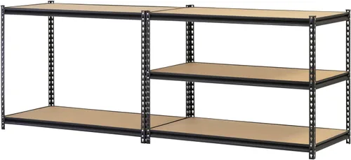 Miniatura 3 de EDSAL UR245AZ-BLK Estante de almacenamiento de acero, 5 estantes ajustables, capacidad de 4000 libras, 72 pulgadas de alto x 48 pulgadas de ancho x