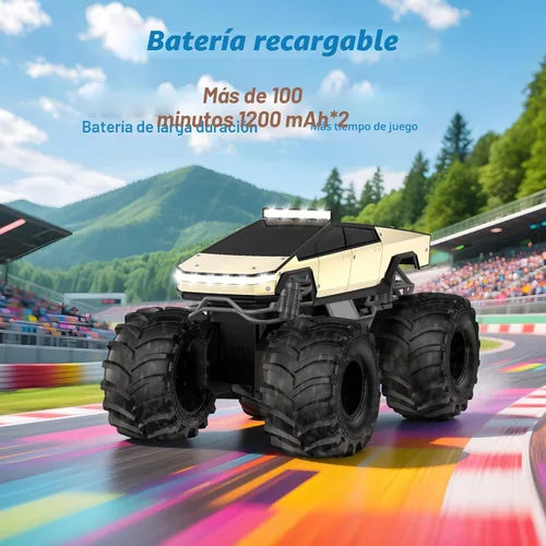 Miniatura 4 de Coche de control remoto para niños, juguetes de camiones monstruo 1:18, autos RC anfibios, camiones RC impermeables de 2.4 GHz, camioneta Oro