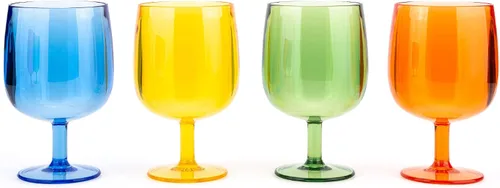 KOXIN-KARLU Vasos acrílicos clásicos apilables de plástico de 12 onzas, juego de 4 unidades, multicolor Varios colores