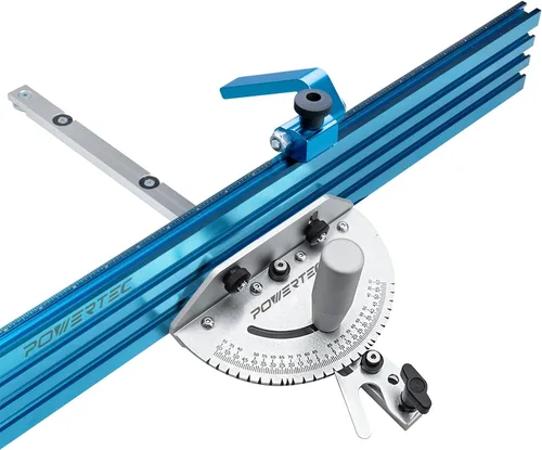 POWERTEC Sistema de calibre de inglete de sierra de mesa de precisión con 27 topes angulares y barra de inglete ranurada en T de 3/4 x 3/8 pulgadas