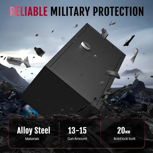 Miniatura 3 de KAER Caja fuerte para 12-15 armas, cajas fuertes biométricas para armas, caja fuerte para rifles, caja fuerte para armas para rifles y pistolas