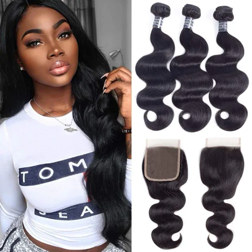 Miniatura 25 de Amella 3 paquetes de 3 mechones de cabello virgen brasileño ondulado (8, 10, 12 pulgadas), negro natural) 8A, 100% sin procesar, cabello humano