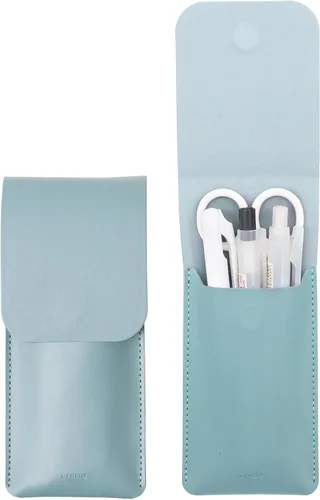 Miniatura 14 de LHiDS Estuche de cuero para lápices, bolsa para tres fuentes, bolígrafos y bolígrafos rollerball, estuche para lápices pequeño, organizador