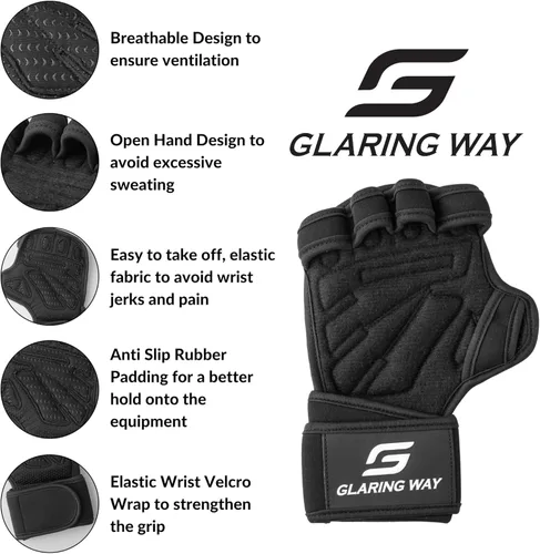 Miniatura 2 de Guantes de levantamiento de peso acolchados de neopreno Glaring Way para hombres y mujeres - Guantes de entrenamiento ventilados para atletas