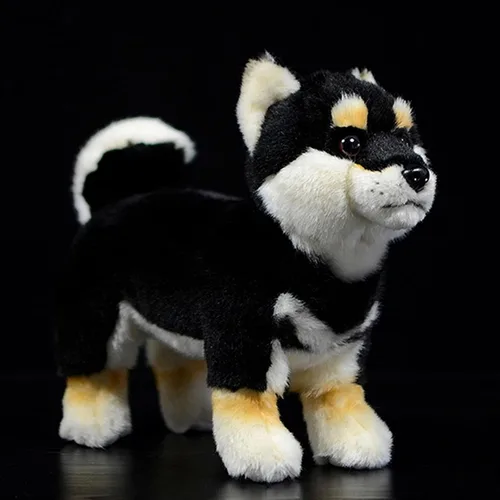 Miniatura 10 de Juguete de peluche de bulldog negro, realista de 13 pulgadas, animal de peluche de perro Bulldog negro, lindo juguete de peluche para cachorros