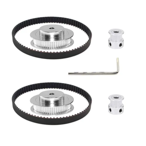 Miniatura 15 de 2Kit 2GT Rueda síncrona 20 y 30 dientes de 0.197 in de diámetro de aluminio Polea de sincronización con 2 piezas de longitud 7.874 in de ancho