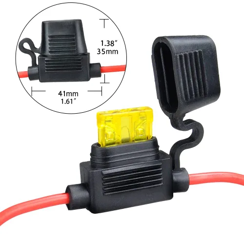 Miniatura 3 de MUYI Portafusibles de calibre 14 - Portafusibles en línea de 14 AWG con fusibles de hoja ATC de 20 amperios (paquete de 6)