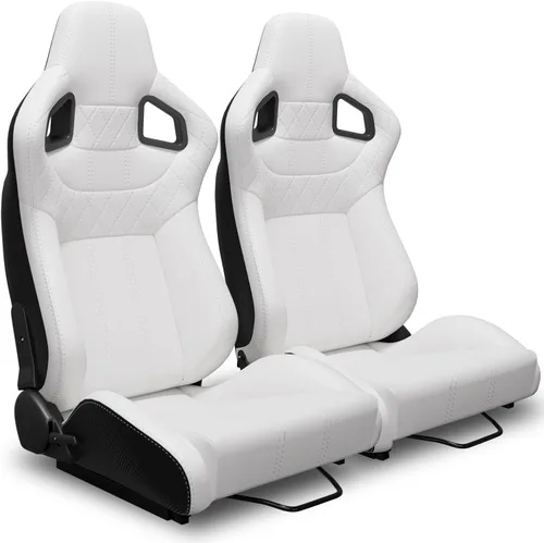 Miniatura 26 de 2 asientos universales ajustables de carreras con deslizadores dobles, asientos de cubo reclinables, 1 par de asientos deportivos para vehículos