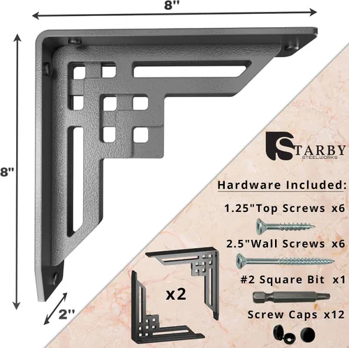 Miniatura 83 de Starby Charleston Soportes de acero resistente para repisa de chimenea, estante flotante, soporte de encimera, soldado a mano (paquete de 2)