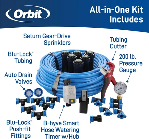 Miniatura 6 de Orbit 50022 Sistema de riego automático todo en uno de zona única para áreas medianas con temporizador de riego inteligente de manguera B-hyve