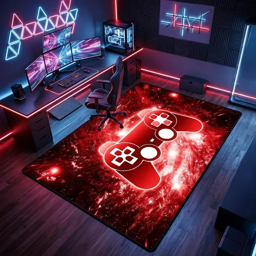 Miniatura 38 de BATATADOCE Alfombras de videojuegos para dormitorio de niños, alfombras para sala de juegos, decoración de juegos para niños, alfombra de área