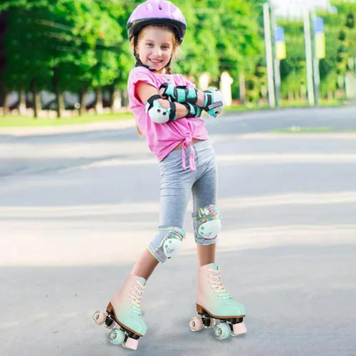 Miniatura 6 de jessie Patines para niña y mujer, patines de piel sintética con rueda fantástica y destello para niñas de 6 a 12 años, principiantes