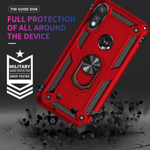 Miniatura 2 de Funda para Moto E Phone Case, Moto E con protector de pantalla HD, fundas protectoras de grado militar con anillo para Moto E 2020 (rojo)