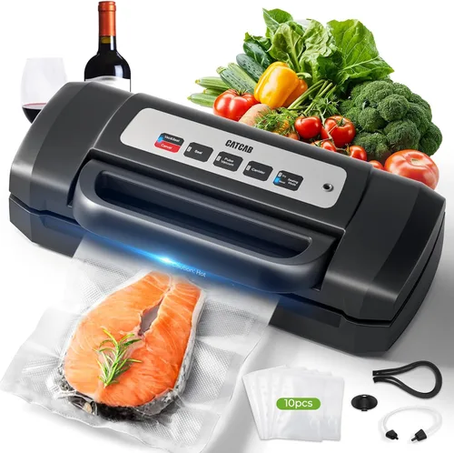 Sellador al vacío para alimentos, potente máquina selladora de alimentos de 90 kpa para ahorrar alimentos, múltiples modos 7 en 1 para seca/humedad,