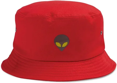 Miniatura 7 de Custom Bucket Apparel Sombrero Alien Gris Cabeza Ojos Amarillos Bordado para Hombres y Mujeres Solo diseño negro.