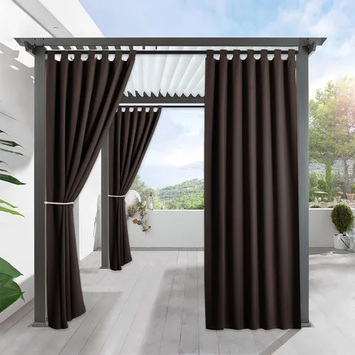 Miniatura 28 de RYB HOME - Cortinas opacas para interior y exterior, cortinas para patio o terraza, cortinas exteriores con pestaña Crema Beige