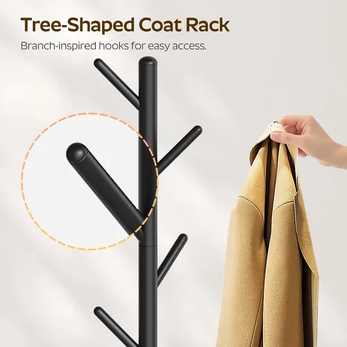 Miniatura 4 de YATINEY Perchero independiente con soporte para paraguas, perchero con 8 ganchos, árbol de abrigo resistente para entrada, perchero moderno, soporte