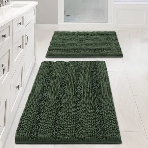 Miniatura 79 de H.VERSAILTEX - Alfombras de baño, juego de 2 piezas, alfombra de contorno para baño, juego de alfombras para inodoro, alfombra antideslizante