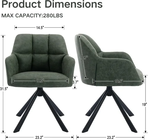 Miniatura 2 de Silla de oficina en casa con brazo, cómoda silla de escritorio sin ruedas, silla tapizada de cuero para computadora, silla giratoria