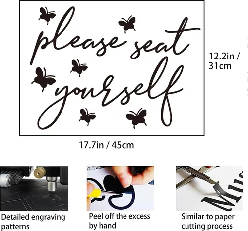 Miniatura 5 de Divertidas calcomanías de pared con texto en inglés «Please Seat Yourself Bath», letrero de vinilo con texto en inglés «Please Seat Yourself»