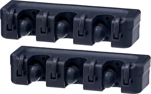 Miniatura 11 de Superio Soporte de pared para fregona y escoba (negro) Herramientas de limpieza Organizador de pared, 5 ranuras para estante y 6 ganchos