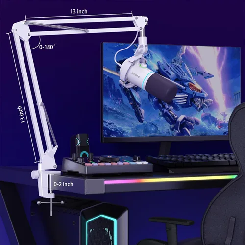Miniatura 9 de MAONO Kit de micrófono dinámico XLR/USB, micrófono de podcast RGB con software, silencio, perilla de ganancia, control de volumen, brazo de brazo