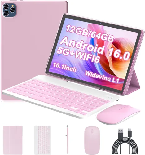 Miniatura 9 de Tablet Android 15 de 10 pulgadas, 12 (3+9) GB RAM+64GB ROM, tabletas 2 en 1 con funda de teclado y mouse Stylus, procesador de cinco núcleos de 1.8