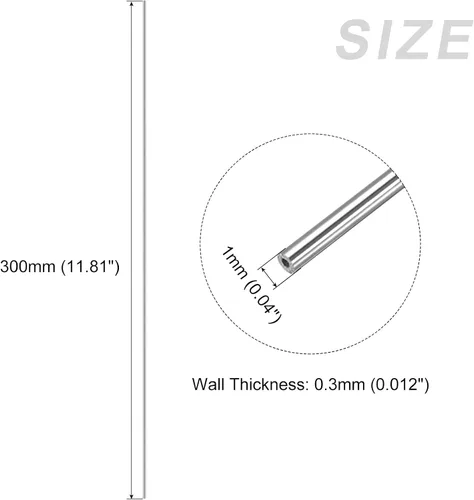 Miniatura 2 de METALLIXITY Tubo de acero inoxidable 304 (0.039 in de profundidad x 0.012 in de pared T x 11.811 in de largo), 5 piezas, tubo recto, para muebles