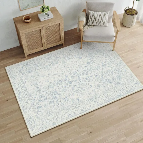 Miniatura 85 de PureCozy Alfombra de área beige de 2 x 3 pulgadas, lavable, vintage, pequeña, para entrada, cocina, suave, retro, floral, de pelo bajo, tapete