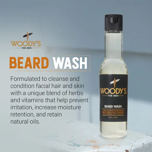 Miniatura 5 de Woody's Jabón de barba para hombres – Lavado y acondicionador de barba, limpia el cabello y la piel facial, aroma a aloe vera y manzanilla, 6.3