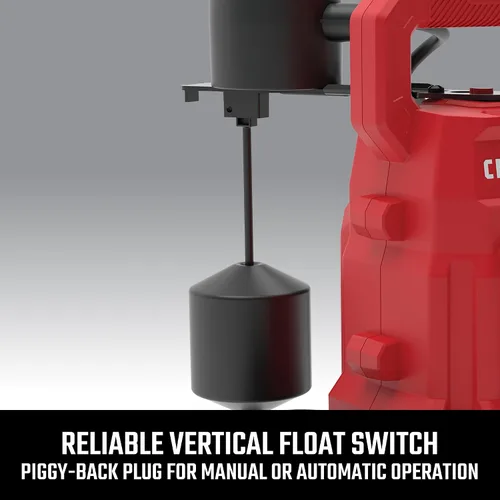 Miniatura 3 de CRAFTSMAN Termoplástico reforzado con fibra de vidrio de 1/3 HP, bomba de sumidero totalmente sumergible, bomba de agua eléctrica multiusos