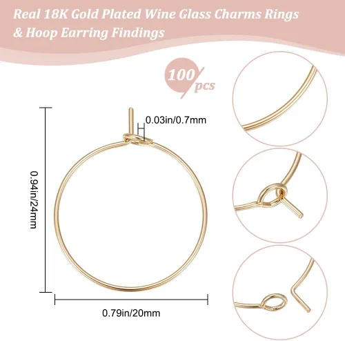 Miniatura 2 de Beebeecraft 1 caja de 100 piezas de aretes de aro chapados en oro de 18 quilates de acero inoxidable 316 con pines de 0.028 in para hacer aretes