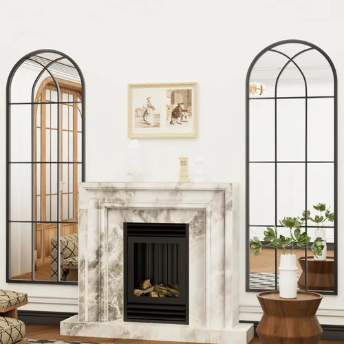 Miniatura 5 de Dewfig - Espejo de ventana arqueado de longitud completa de 65"x 22", espejo de pared, espejos de pie, espejos largos de cuerpo completo
