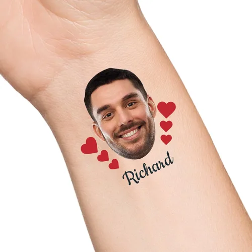 Miniatura 34 de Tatuajes temporales personalizados con texto de nombre, tatuaje temporal personalizado con logotipo fotográfico para adultos, parejas, mujeres