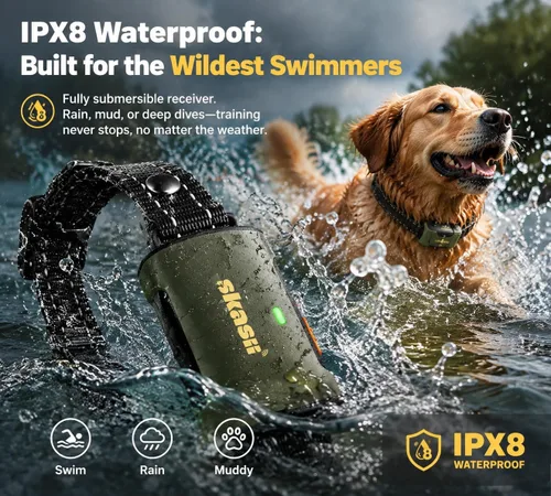 Miniatura 4 de Training Collar for Dogs with Remote Control, Green 4500FT Range, IPX8 Waterproof, 5-150 Lbs, 4 Training Modes, Security Lock, Dog Training