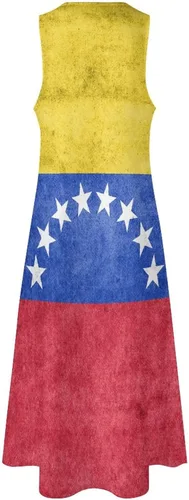 Miniatura 4 de Vestido largo hasta el tobillo de la bandera de Venezuela para mujer, sin mangas, de verano con bolsillos