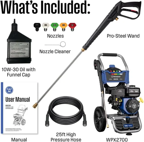 Miniatura 6 de Westinghouse WPX2700 - Lavadora a presión a gas, de 2700 PSI y 2.3 Max GPM, tanque de jabón a bordo, pistola de pulverización y varilla, juego de 5