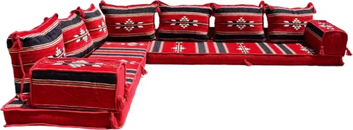 Miniatura 46 de Sofá de piso modular hecho a mano arabicsofa – Asiento oriental Majlis con cojines de respaldo